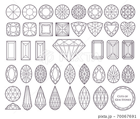 アイコン 宝石 ダイヤモンド 線画のイラスト素材