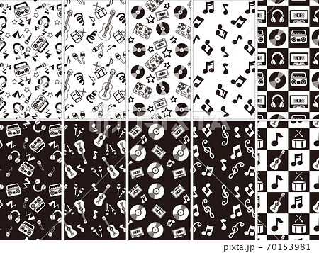 音符 パターン 白黒 モノクロのイラスト素材