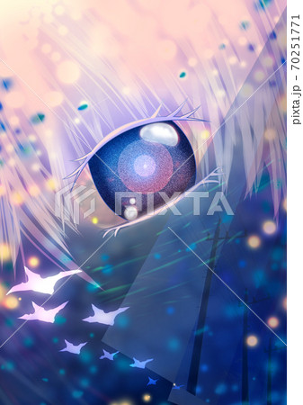 幻想 鳥 夜 目のイラスト素材