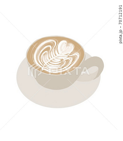 カフェラテ カプチーノ ラテアート ハートのイラスト素材