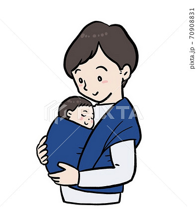 おんぶ 子供のイラスト素材