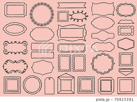 フレーム シンプル 手描き 線のイラスト素材
