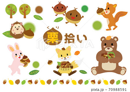 落ち葉拾いのイラスト素材