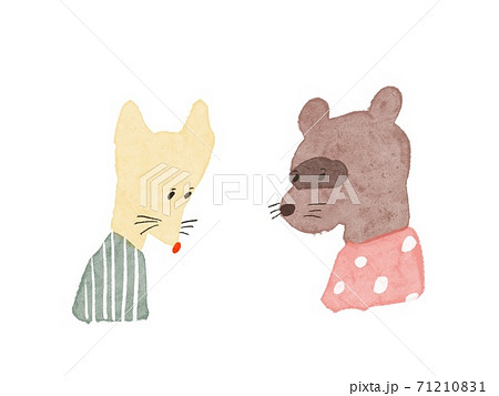 キツネとタヌキのイラスト素材