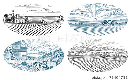 家 田舎 モノクロ 白黒のイラスト素材