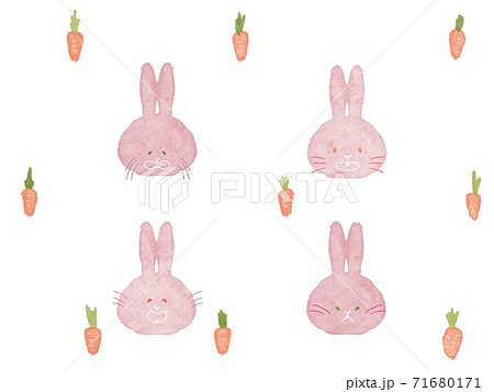ウサギ かわいい 兎 人参のイラスト素材