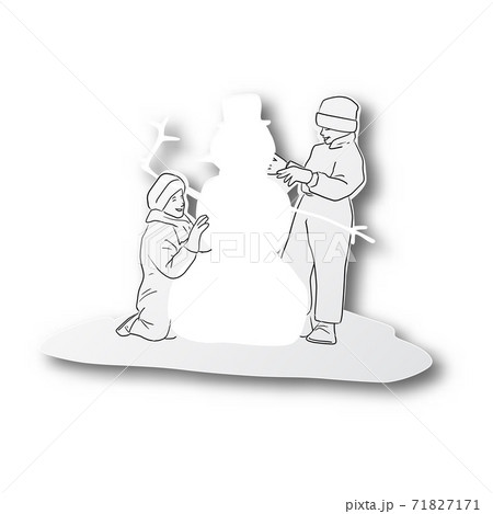 可愛い 雪だるま 雪だるまの絵 雪遊びイラストのイラスト素材