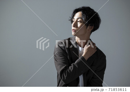 メンズモデル カットモデルの写真素材