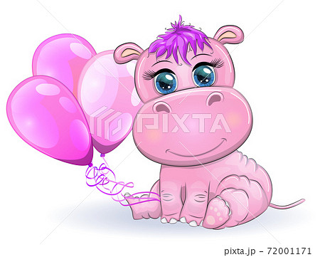 ピンクのカバのイラスト素材