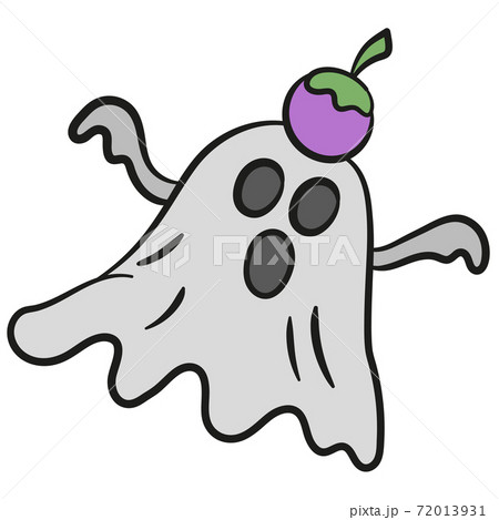 Halloween Flying Ghost Doodle Emoticon のイラスト素材