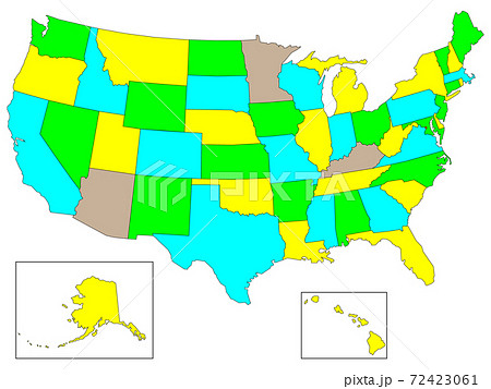 アメリカ 地図 アメリカ合衆国 州のイラスト素材