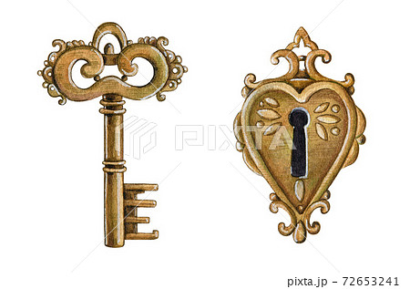 鍵穴 鍵 カギ アンティークのイラスト素材