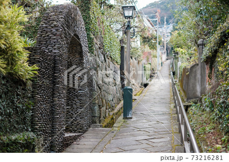 坂道 どんどん坂 石畳 南山手の写真素材