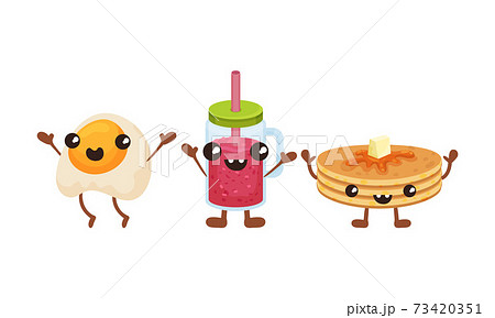 キャラクター 食べ物 卵 擬人化のイラスト素材