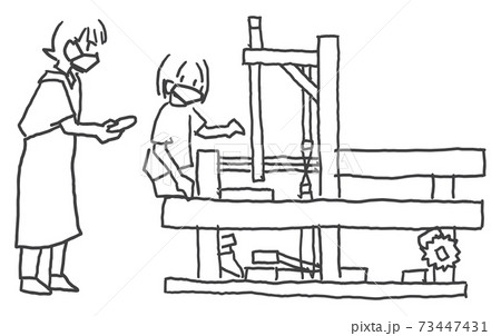 機織り作業 機織りのイラスト素材