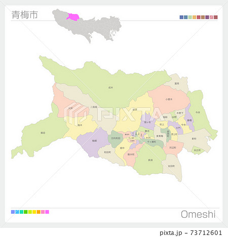 青梅市 地図 東京都 東京のイラスト素材