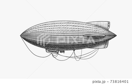 気球 レトロ ビンテージ 飛行船のイラスト素材