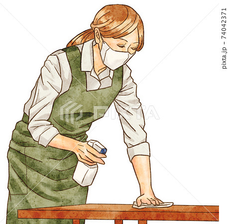 テーブル拭きのイラスト素材