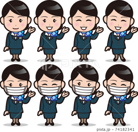 女性 キャビンアテンダント 客室乗務員 案内のイラスト素材