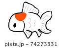 丹頂の金魚のイラスト 線画のイラスト素材