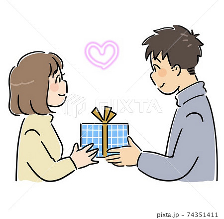 イラスト クリスマス カップル 夫婦の写真素材