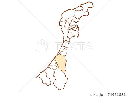 石川県 地図 マップ 境界線のイラスト素材