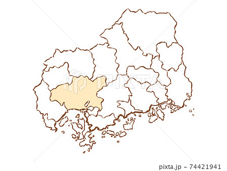 地図 広島県 広島 日本地図のイラスト素材