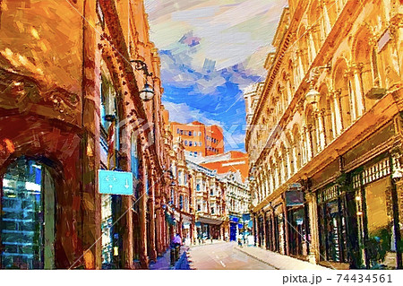 イギリス ロンドン 町並み 街のイラスト素材