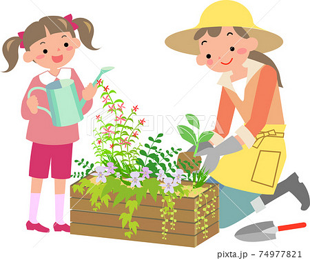 ガーデニング 花壇 花 植えるのイラスト素材