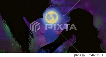 流れ星 カップル 恋人 綺麗のイラスト素材