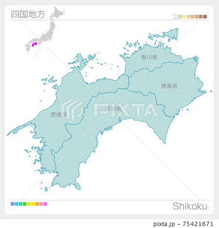 四国地図のイラスト素材集 ピクスタ