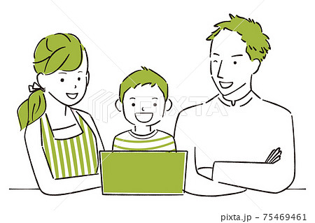 家族 手描き 単色 手書きのイラスト素材
