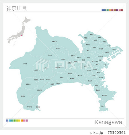 神奈川県の地図のイラスト素材