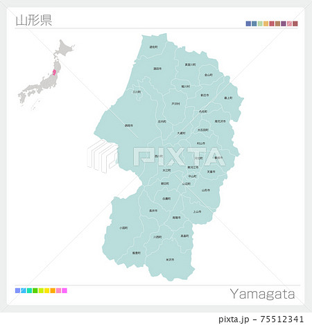 山形県地図のイラスト素材