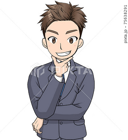 顎に手を当てるのイラスト素材