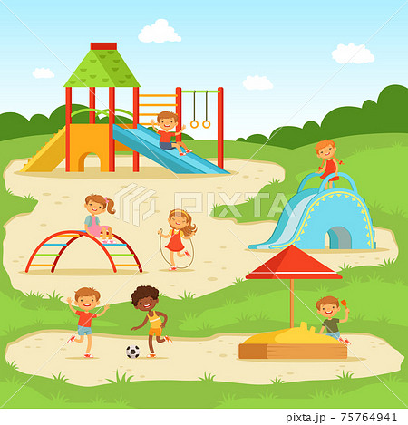 人物 女の子 ブランコ イラストのイラスト素材