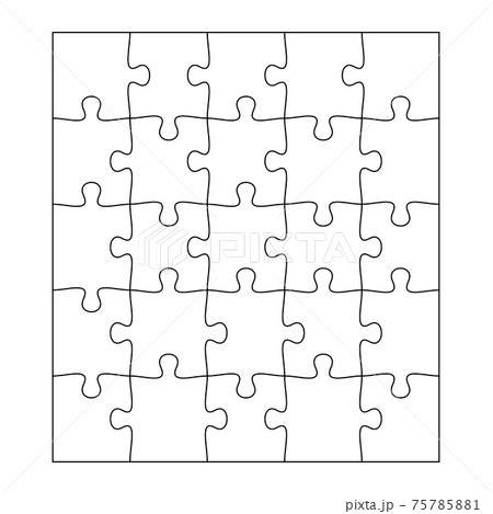 Blank Jigsaw Puzzle 4 pieces. Simple line art style for printing