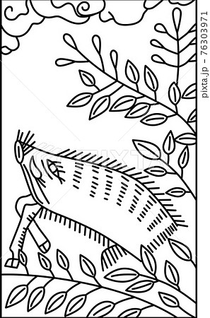 萩に猪 猪 花札 萩のイラスト素材