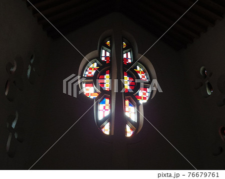 教会 明るい 長崎 ステンドグラスの写真素材