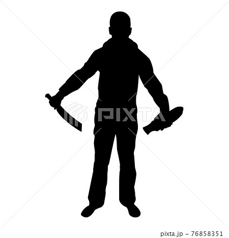 喧嘩 シルエット 男 攻撃のイラスト素材