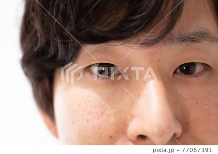 一重瞼 顔の写真素材