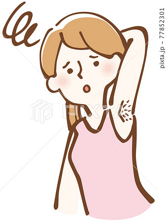 女性 脇 脇毛 剃り残しの写真素材