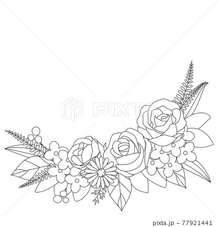 花 バラ 白黒 薔薇の写真素材