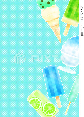青色のアイスのイラスト背景のイラスト素材