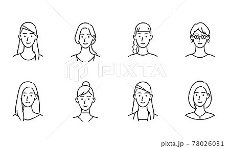 女性 人物 ショートヘア アイコンのイラスト素材