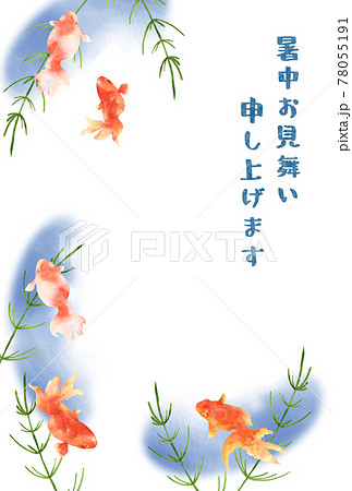 金魚 夏 ハガキサイズ 葉書のイラスト素材 - PIXTA