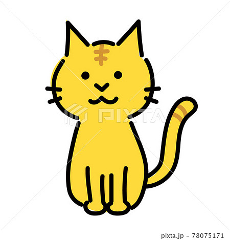 ねこ イラスト ゆるい 線画のイラスト素材
