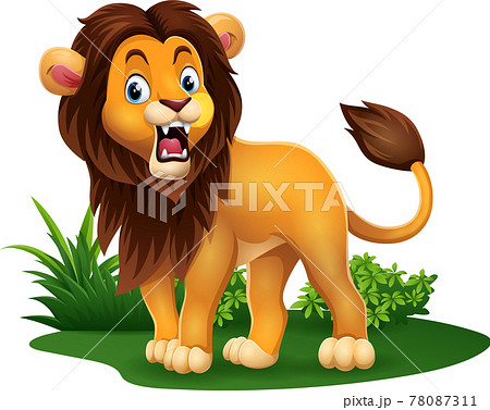 動物 漫画 ライオン 吠えるのイラスト素材