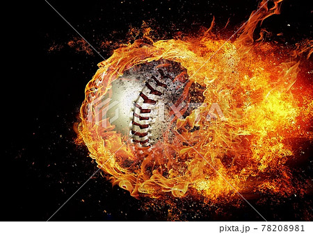 野球 ボール 炎 火のイラスト素材