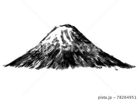 富士山 モノクロ 白黒 山のイラスト素材